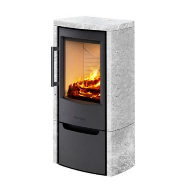 Wiking Ofen Miro 4 mit Natursteinverkleidung mit Holzfachtür