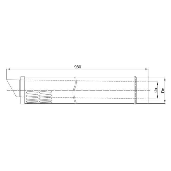 Luft Abgas System konzentrisch Zulufteinrichtung horizontal lang DN 60/100