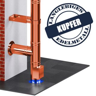 DINAK Kupferschornstein Isol. Verankerungsplatte mit Ablauf Unten Ø 130mm 