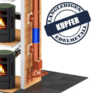 DINAK Kupferschornstein Schiebeelement 530-880 DW Ø 80 
