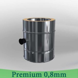 Edelstahlschornstein 0,8mm Premium Längenelement 250 mm mit Messstutzen 1/2