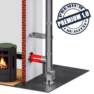 Edelstahlschornstein 1,0mm Premium Längenelement 500 mm m. integr. Wandfutter kürzbar