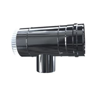Luft Abgas System konzentrisch T-Stück 87° mit Revisionsöffnung DN 80/125 Reduzierter Abzweig DN 60/100 lackiert 2AFKRRPS878060M