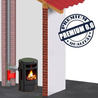 Edelstahlschornstein einwandig 0,6mm Premium Prüföffnung KPR 180 x 120 + Tür + Kastenverl. 100 mm