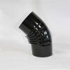 Bogen 45° DN 120 mm gerippt ohne Reinigungsöffnung, High-Quality-Line schwarz glänzend
