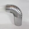 Ofenrohr-Bogen aus gebläutem Stahlblech, ohne Reinigungsöffnung (an der engen Seite ca. 15 cm verlängert) 90° 100 mm